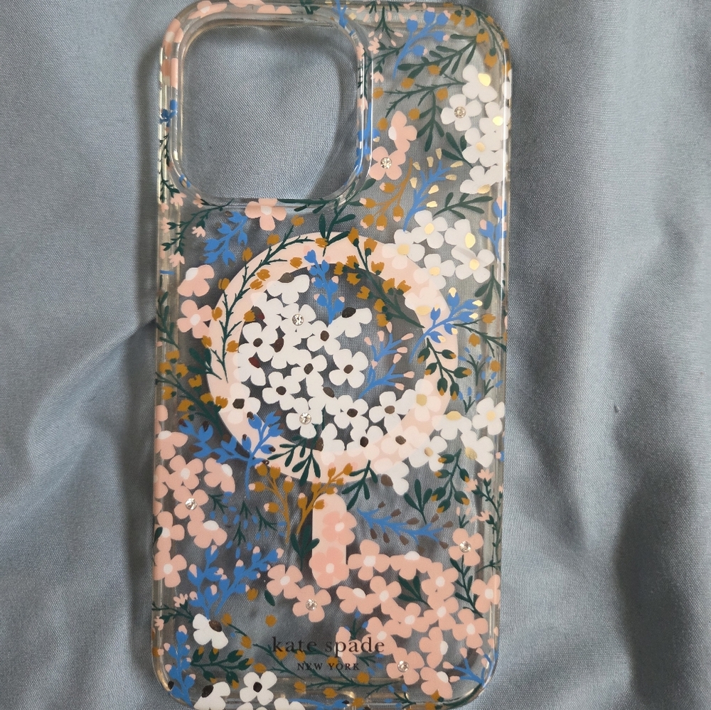 IPHONE 15 PRO MAX Kate Spade Pink and Blue Phone Case Protective Artistic Design